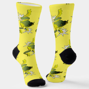 Ranas y flores de loto, calcetines para tripulació