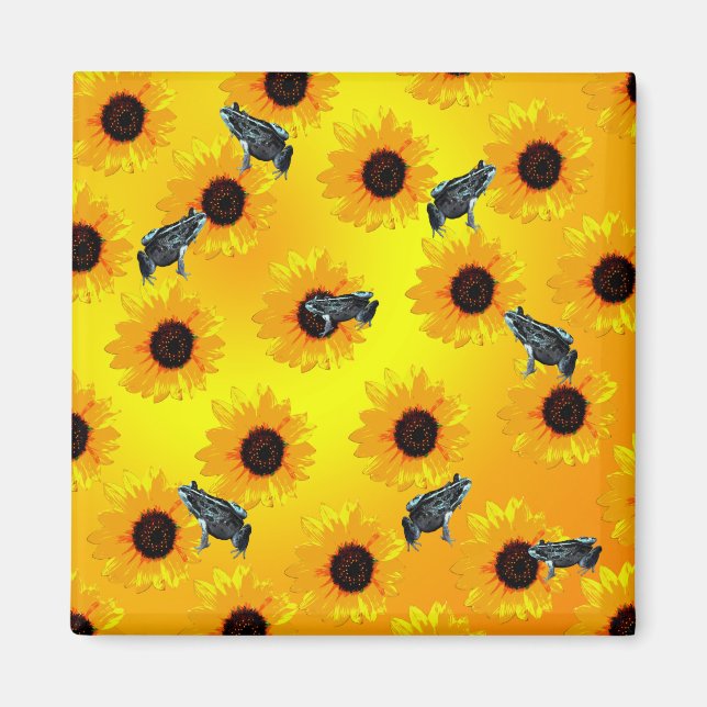 Ranas y girasoles, imán (Frente)