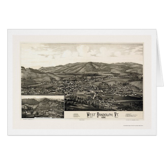 Randolph del oeste, mapa panorámico del VT - 1886 (Anverso (Horizontal))