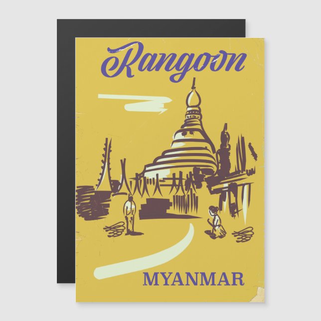 Rangoon Myanmar vintage travel poster (Anverso/Reverso)