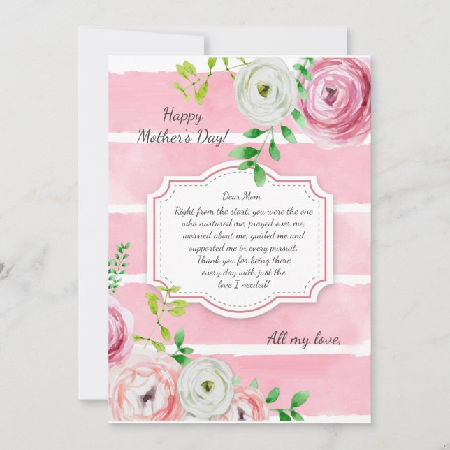 Ranunculus Flores Tarjeta del Día de la Madre (Anverso)