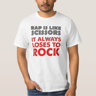 Rap versus Rock Paper tira Camisa Graciosa