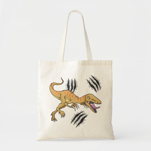Rapaz del dinosaurio que rasga el bolso de la (Frente)