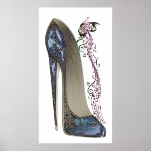 Rapsodia en poster azul del arte de la música del