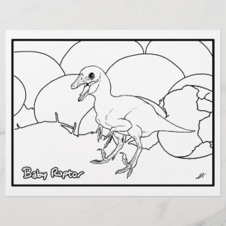 Raptor de bebé - Página de coloreado.