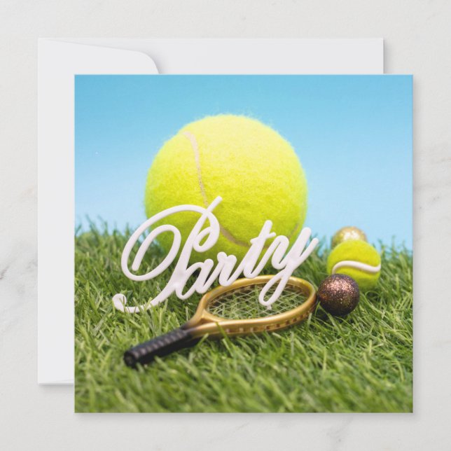 Raqueta de invitación del partido de tenis y pelot (Anverso)