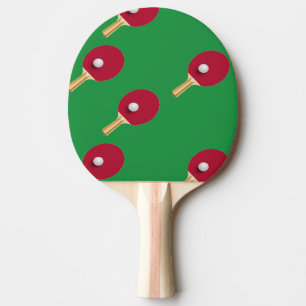 Raqueta de tenis de mesa y bola en verde