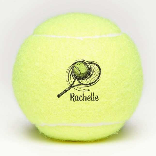 Raqueta de tenis personalizada y bolas de tenis de (Anverso)