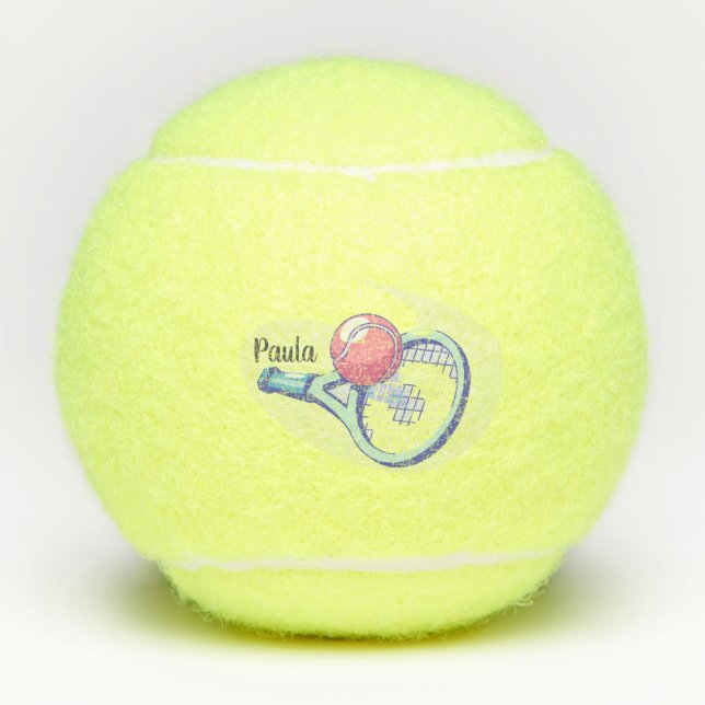 Raqueta de tenis personalizada y bolas de tenis de (Anverso)