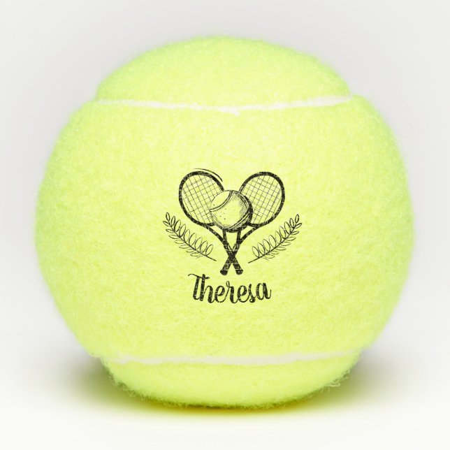 Raqueta de tenis personalizada y bolas de tenis de (Anverso)