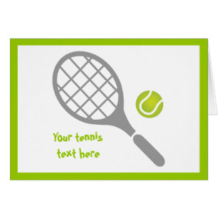 Raqueta de tenis y tarjeta de saludo de personaliz