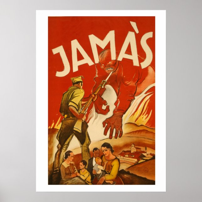 Raras Posters españolas de guerra civil JAMAS (Frente)