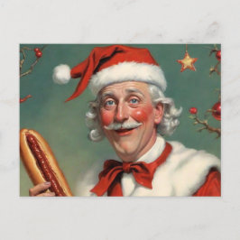 Raro Santa Claus con postal de perro caliente