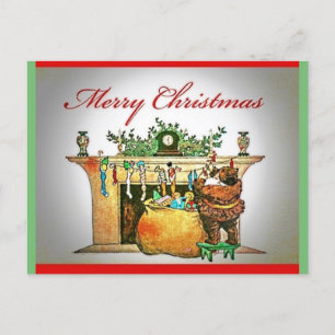 Raros Santa vestidos todos en la postal de la Piel