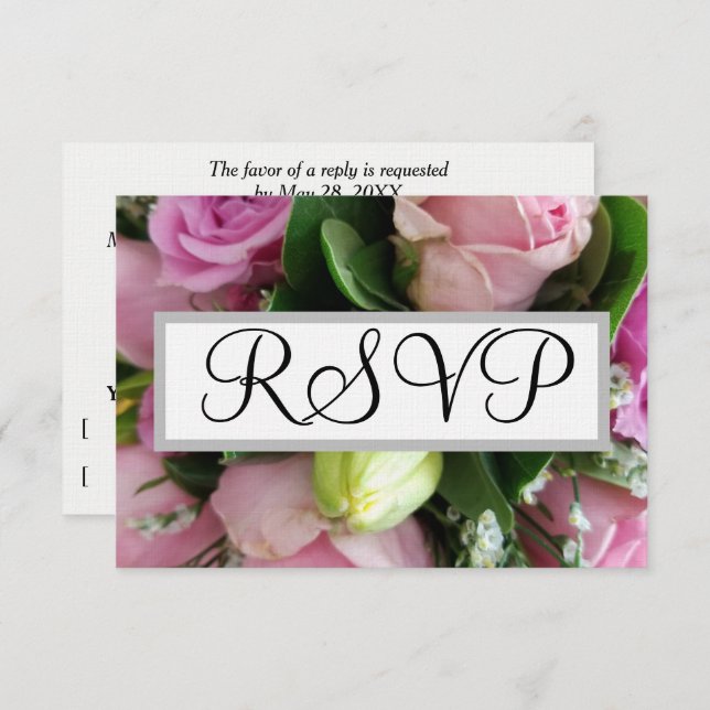 Rasas rosadas RSVP de bodas (Anverso / Reverso)