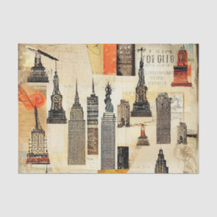 Rascacielos Cityscape Decoupage Tejido Papel