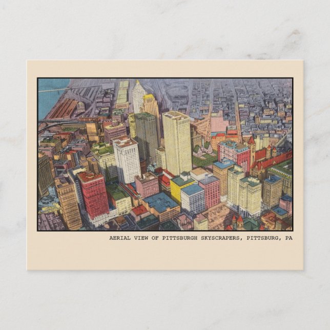 Rascacielos de Pittsburgh Tarjeta Postal Vintage (Anverso)