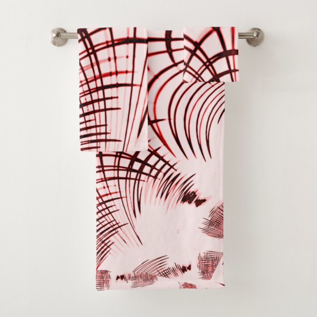 Rasgos curvados rojos cruzados sobre fondo claro (In situ)