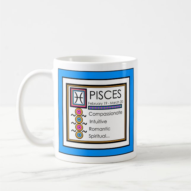 Rasgos de personalidad de Pisces 11oz. Taza blanca (Izquierda)