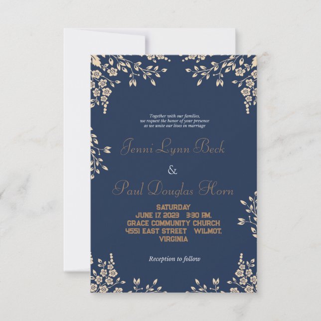 Rasgos de primavera - invitación a la boda (Anverso)