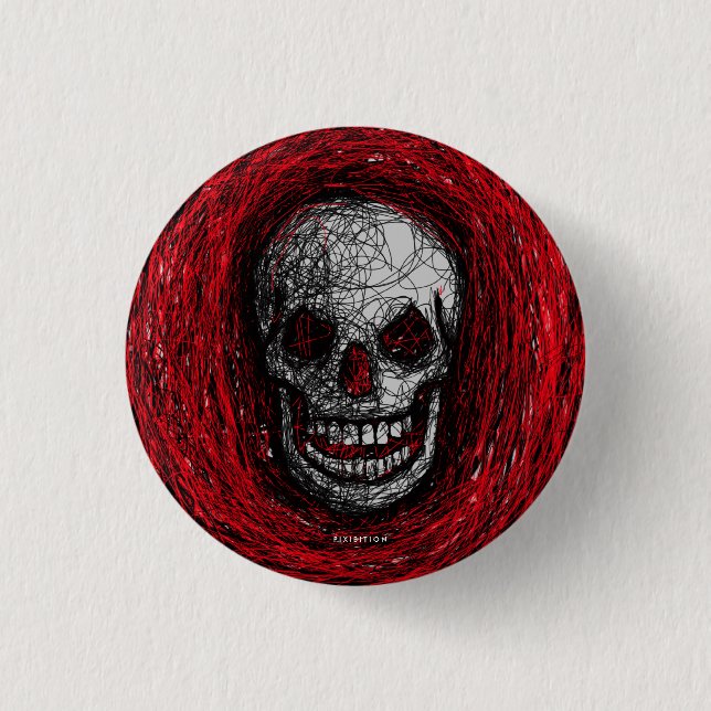 Rasguño rojo del botón de la sonrisa del cráneo (Anverso)