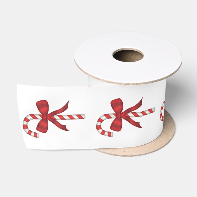 Raso Caramelo de Navidad con Lazo Rojo (Carrete)