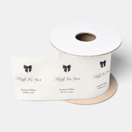 Raso Cinta personalizada de boda con lazo negro elegant