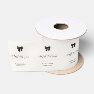 Raso Cinta personalizada de boda con lazo negro elegant