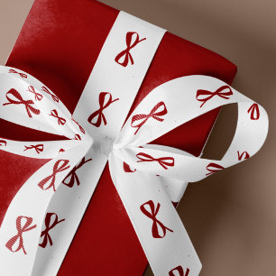 Raso Envoltura de regalo de Navidad con lazo rojo minim