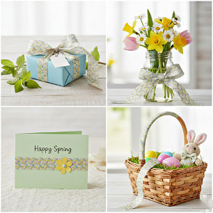 Raso flores pastel lazo de satén