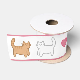 Raso Lazo con diseño de gatos y corazones