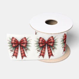 Raso Lazo de Navidad de Acuarela Roja
