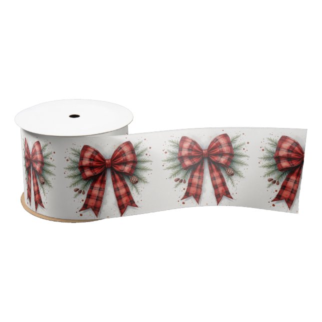 Raso Lazo de Navidad de Acuarela Roja (Carrete)