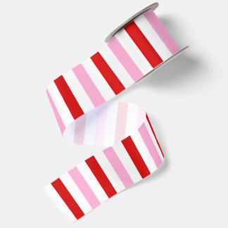 Raso Lazo de Navidad de rayas de caramelo rosa y rojo b
