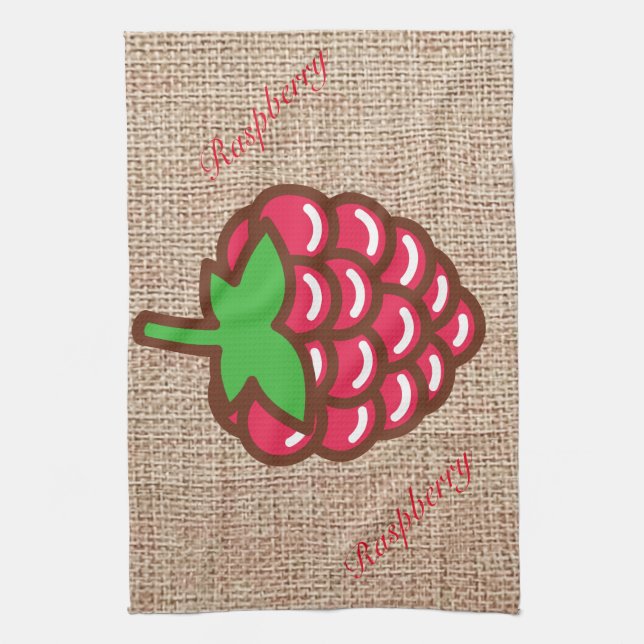 Raspberry Burlap print Kitchen Toalla (Vertical)