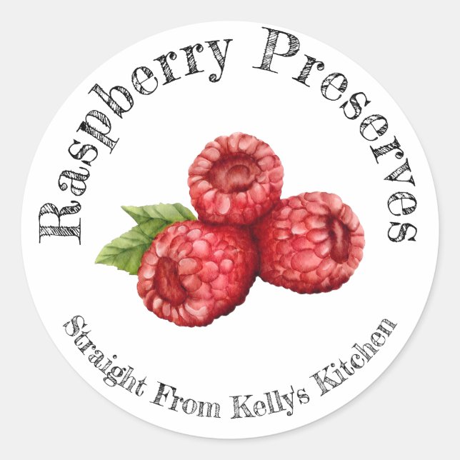 Raspberry casera conserva etiqueta de alimentos (Anverso)
