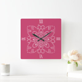 Raspberry Crochet Chart Cuadrado reloj de pared