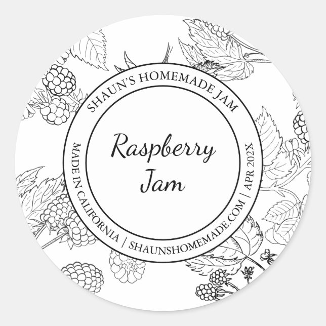 Raspberry Jam Sketch Etiqueta moderna (Anverso)