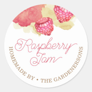 Raspberry Jam Watercolor Classic Round Pegatina