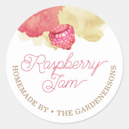 Raspberry Jam Watercolor Classic Round Pegatina