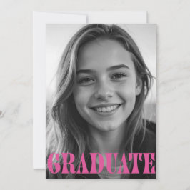 Raspberry Pink Modern Graduation Announcement Card