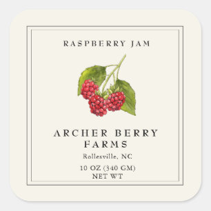 Raspberry Vintage Preserve Simple Jam Jar Etiqueta