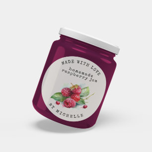 Raspberry Watercolor Jam Label Canning Pegatina