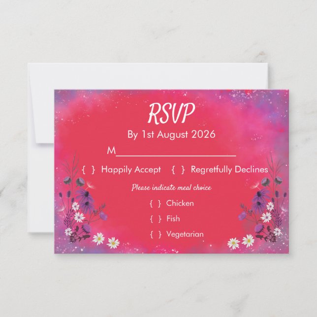 Raspberry Wildflowers - RSVP card (Anverso)