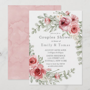 Raspberry y acuarela rosa Peony Couples Ducha