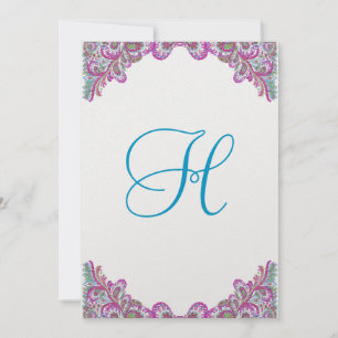 Raspberry y Aqua en la invitación a la boda de hie