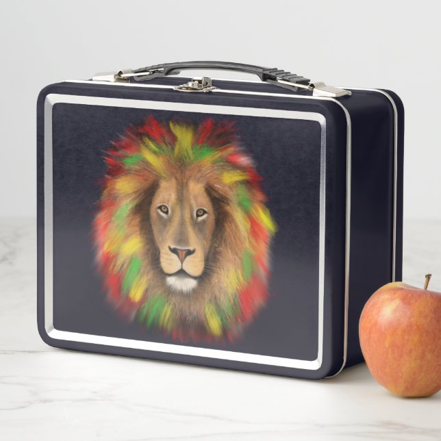 Rasta cabeza de león rojo dibujo verde amarillo Ja (In situ)