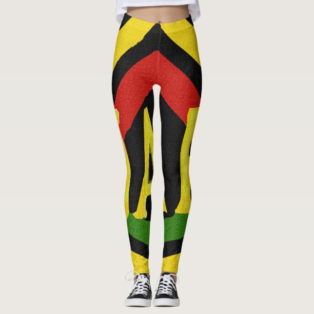 Rasta Jah Rastafari Red Gold Green Leggings (Anverso)
