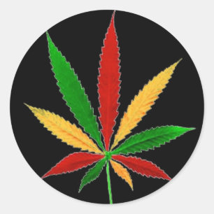 Rasta Leaf Round Pegatina