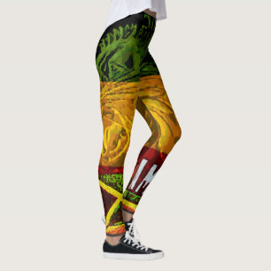Rasta León de Judah Leggings con bandera jamaiqui
